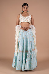 Mint Raw Silk Lehenga847 video